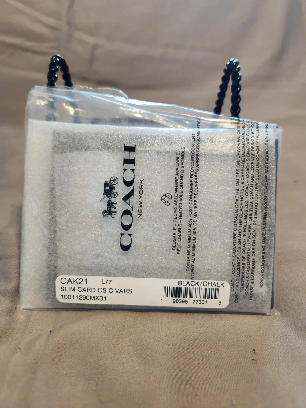 COACH Black Leather Card Case  with Logo